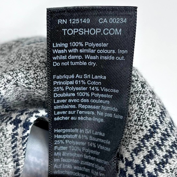 Topshop Window Pane Plaid Belted Cropped Straight Leg Trouser Pants Size 6 - Picture 13 of 13